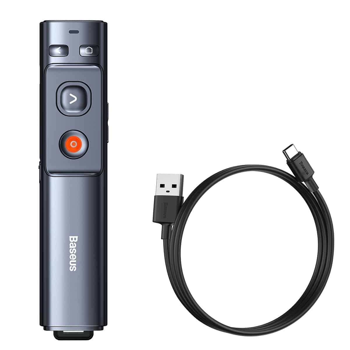 Baseus Orange Dot Wireless Presenter (Green Laser)(Charging) Grey