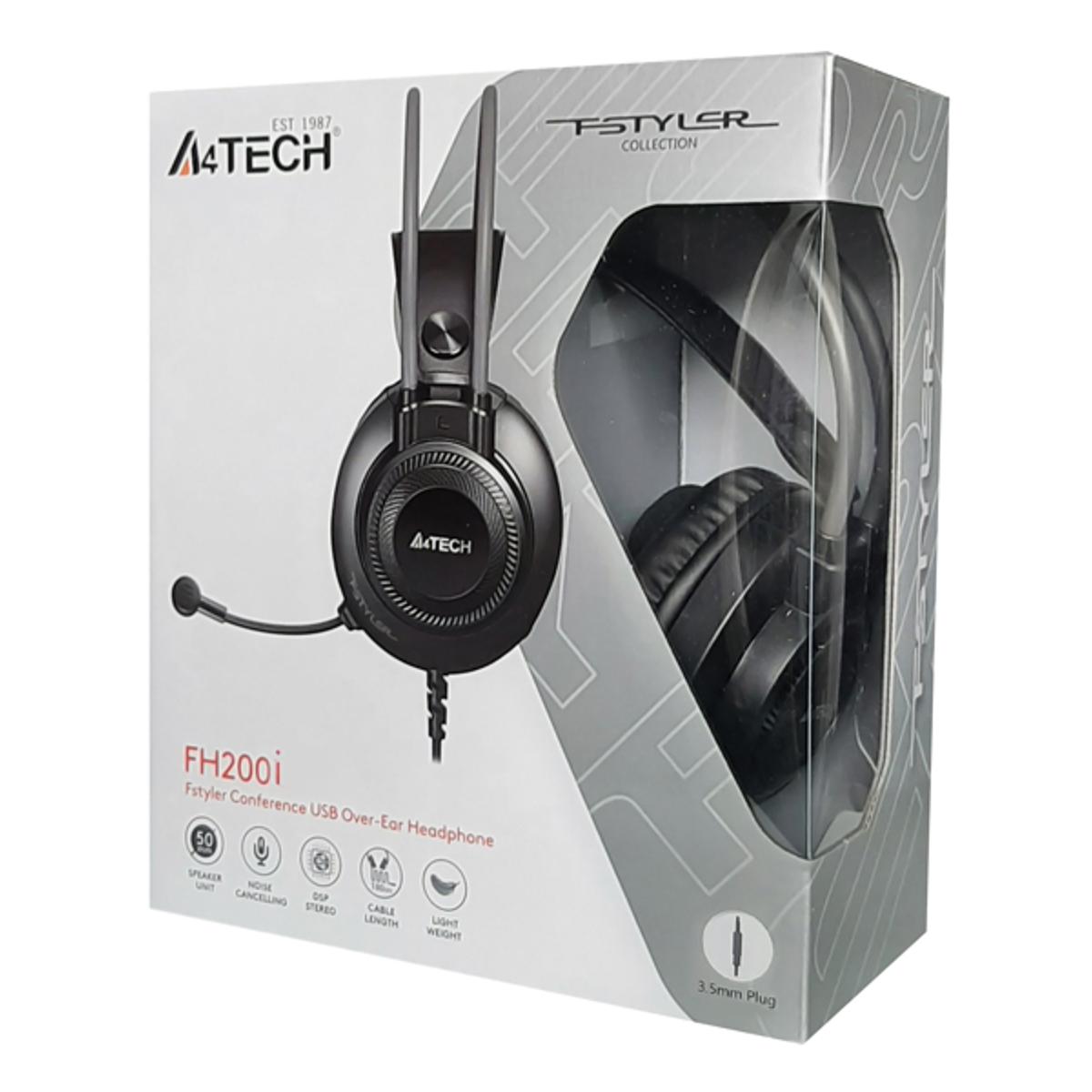 A4Tech FH200i FSTYLER Headphones- Over-Ear Headphone - 3.5 mm- Noise Cancelling - For Mobile/ PC/ Laptop/ PS4 - Grey/Blue