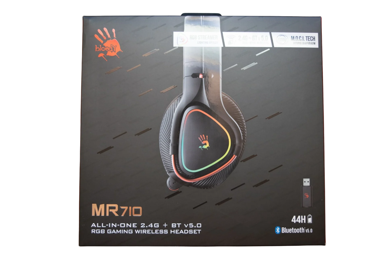 Bloody MR710 RGB Gaming Wireless Headset - Dual Mode 2.4G Wireless + Bluetooth V5.0 - RGB Streamer Light Effect