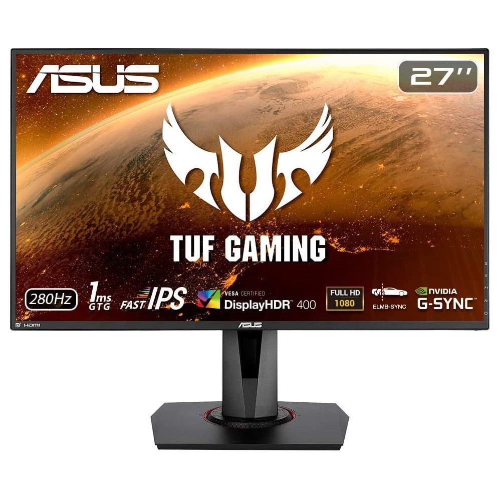 ASUS TUF Gaming VG279QM HDR G-SYNC Compatible Gaming Monitor – 27 inch FullHD (1920 x 1080), Fast IPS, Overclockable 280Hz (Above 240Hz, 144Hz), 1ms (GTG), ELMB SYNC, G-SYNC Compatible, DisplayHDR™ 400
