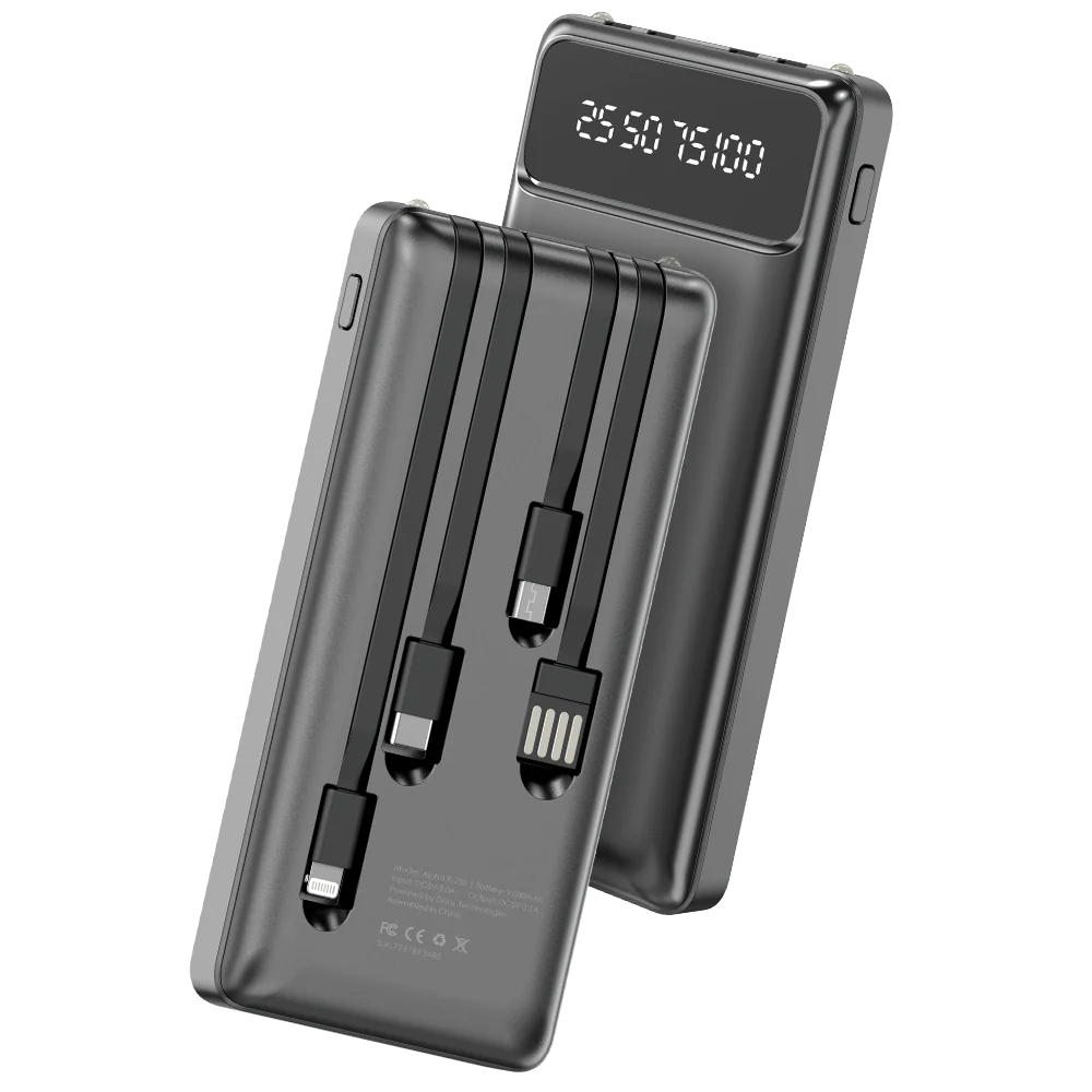 Dany Alpha X 250 Powerbank | 9000 mAh Power bank | Portable powerbank | 4 output 2 input options | Micro USB Port USB Port | LED indicator | Polymer Battery