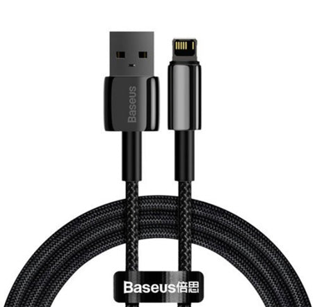 Baseus Tungsten USB to iP 2.4A 1M Gold Fast Charging Data Cable Black