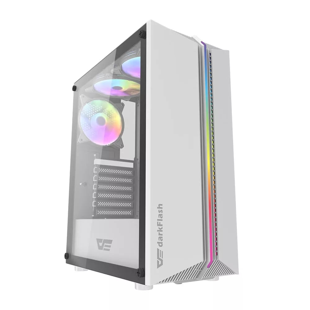 darkFlash DK151 RGB Mid-Tower ATX Case – Black/White – 3 RGB Fans Included