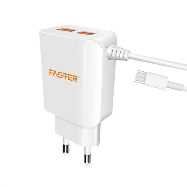 FASTER FC-88 Fast Charging 2 in 1 Travel Charger 2.4A