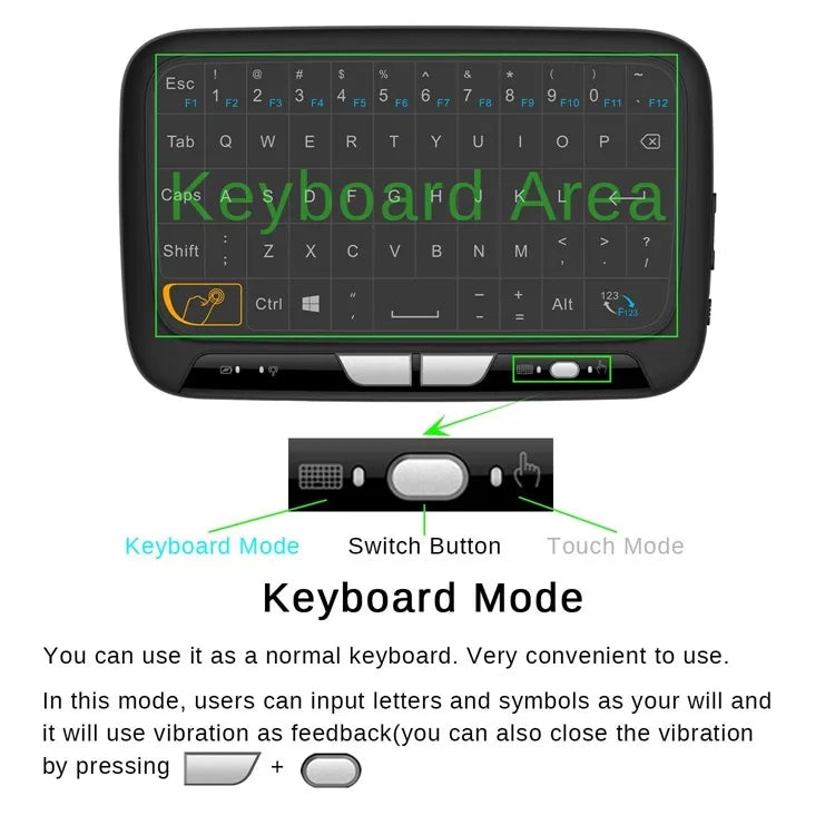 H18 Mini Full Touch Screen 2.4GHz Air Mouse Touchpad Backlight Wireless Keyboard