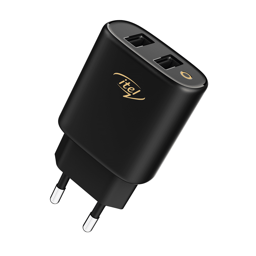 ITEL 10W Travel Charger ICW 101EC with Dual USB Ports and Type-C Cable