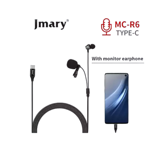 Jmary MC-R6 Professional TYPE-C Lavalier Microphone With Monitoring Earphone and Noise Reduction