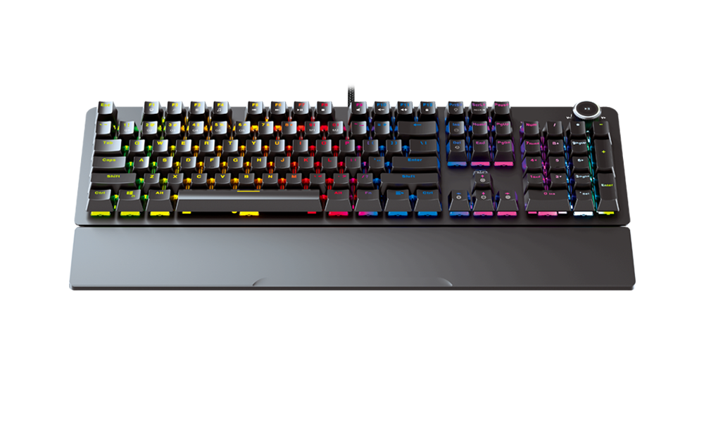 Fantech MK853 Gaming Mechanical Keyboard 104 Keys USB Wired RGB Backlight with Multi-Function Scroll with Ergonomic Wrist Pad