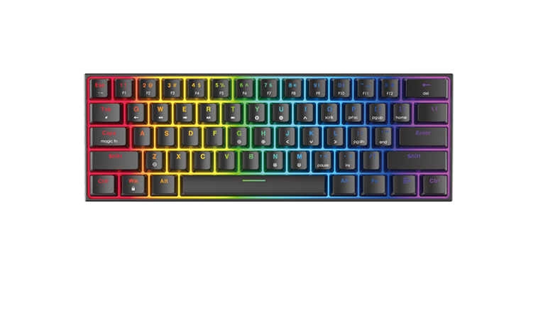 FANTECH MAXFIT61 RGB Wired 60% Mechanical Keyboard, 61 Keys Hot Swappable Type-C Programmable Gaming Keyboard