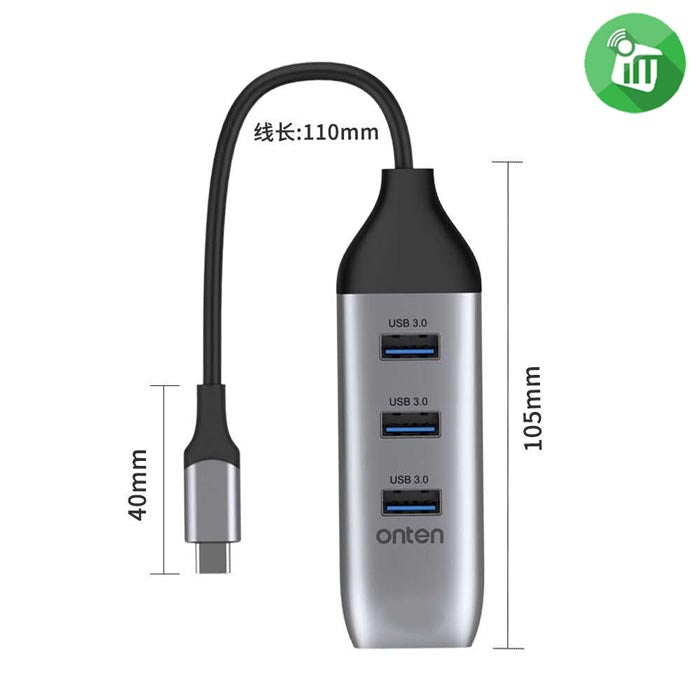 Onten 95118H 4in1 Type-C to 3xUSB 3.0 Data Transfer 5Gbs with HDMI Adapter