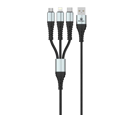RONIN R-305 Quick Charge Braided 3-in-1 Data Cable