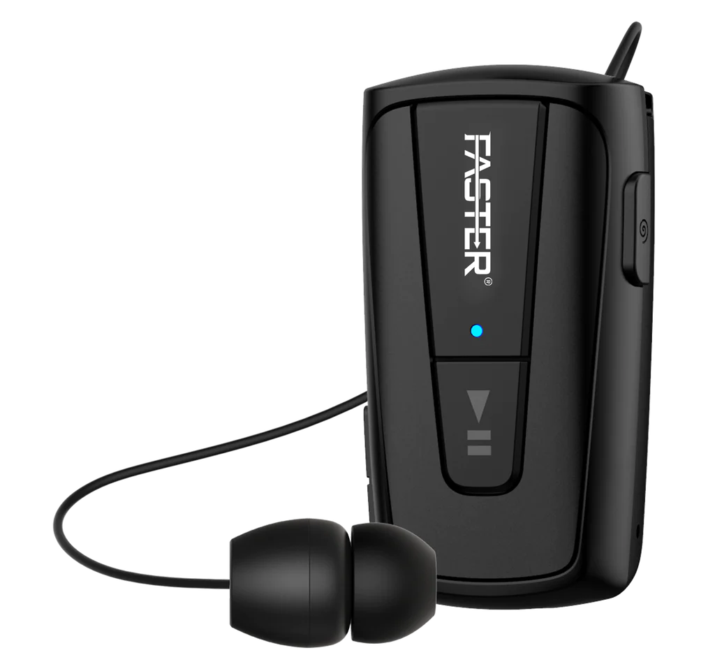 FASTER R12 Pro Retractable Bluetooth Headset Clip-On Earbuds Hands-Free With Microphone