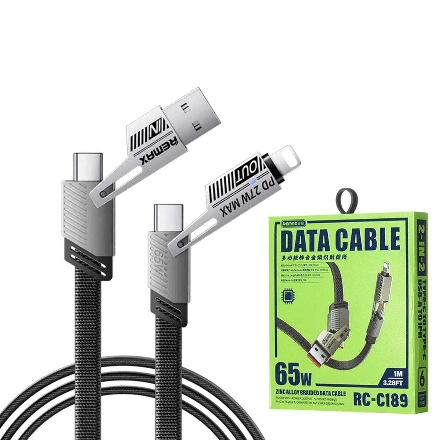 REMAX RC-C189 65W 4in1 Multi-Functional Zinc Alloy Braided Data Cable