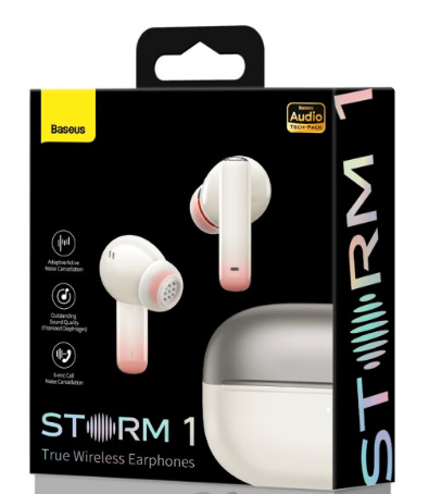 Baseus Storm 1 Adaptive ANC Bluetooth 5.2 Earphones TWS Earbuds, HiFi Sound Quality, Dynamic Noise Cancellation