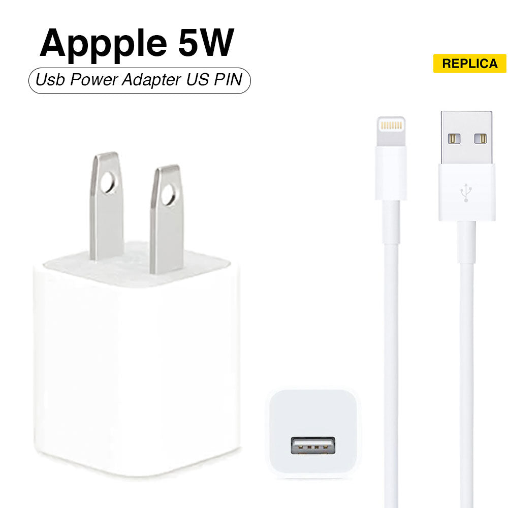 Iphone Usb 5W Power Adaptor US Pin With Lightning to Usb Cable