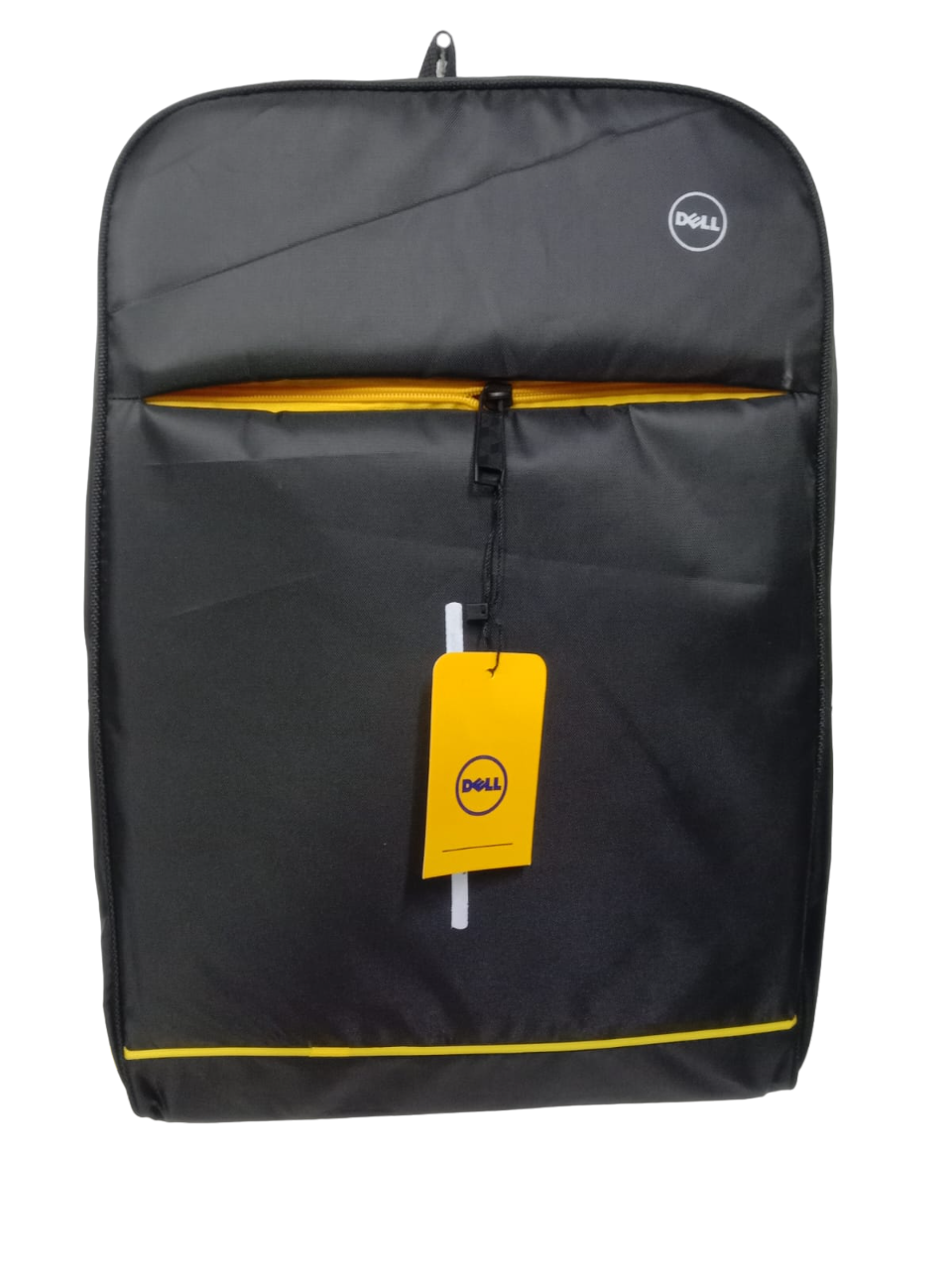 DELL Laptop Bag Pack In Black Parachute Fabric And Dark Yellow In Color And Comfortable