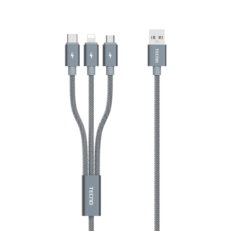 Tecno Fash Series USB TO 3 IN 1 Fast Charging Data Cable