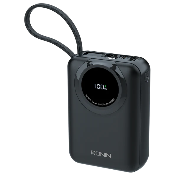 Ronin R-4040 Zapster Power Bank 20,000mAh | 35W Type-C Cable Output | 27W iOS Cable Output | Mini Fast Charging Portable Charger