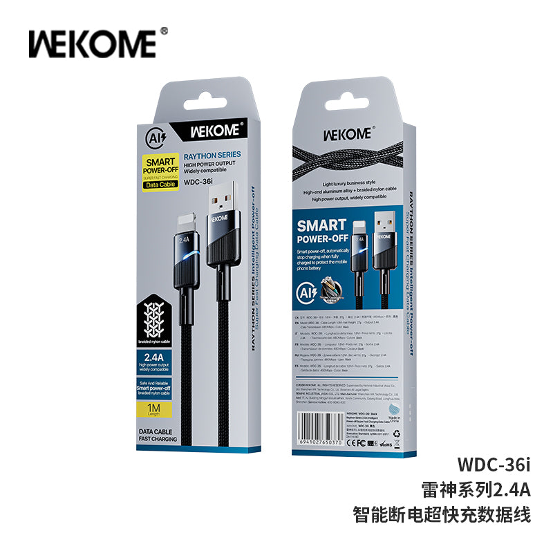 WEKOME WDC-36 Intelligent Power-off Super Fast Charging Data Cable IPH/TYPE-C