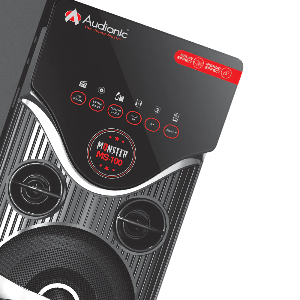 Audionic Monster Ms-100 Bluetooth Speaker | speaker wit Repeat & Delay effect | USB & TF card Supported | AUx input | Digital display | Wireless HD MIc