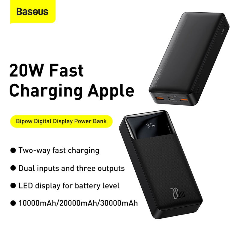 Baseus Bipow Digital Display Power bank 10000mAh 20W Black