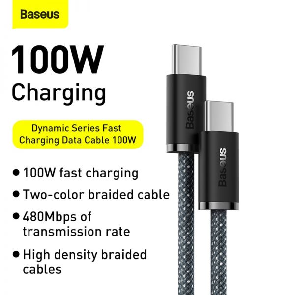 Baseus Dynamic Series Type-C to Type-C 100W 2M Fast Charging Data Cable Slate Gray