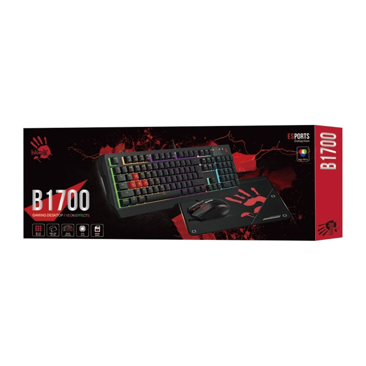 Bloody B1700 NEON Gaming Desktop Keyboard Mouse Black