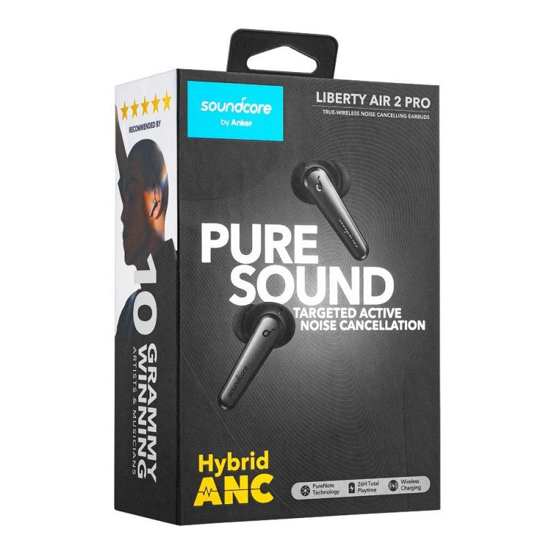 Soundcore Anker Liberty Air 2 Pro - Black with Targeted Active Noise Cancelling and PureNote Driver Technology