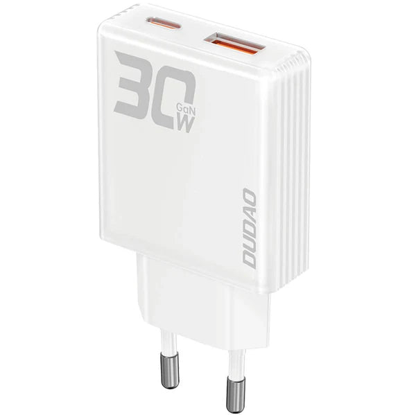 Dudao A30EU Network Charger , 30W, 3A, 1 x USB-A - 1 x USB-C, White