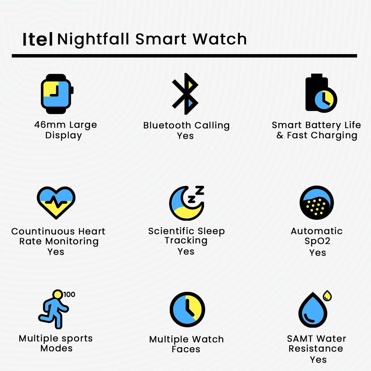 itel O13 Nightfall Smartwatch , 1.83