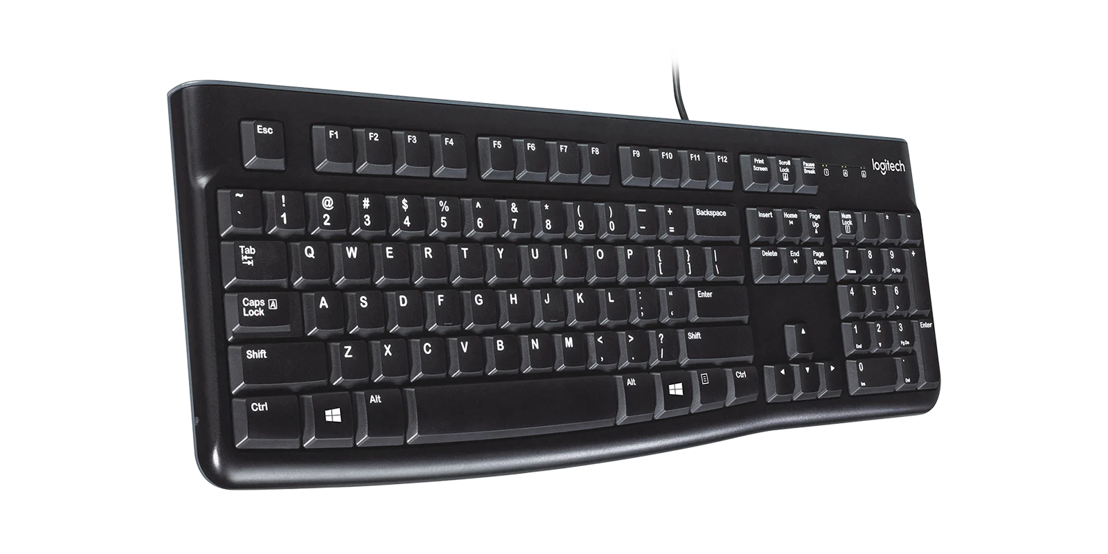 Logitech K120 Wired Keyboard for Windows, Plug and Play, Full-Size, Spill-Resistant, Curved Space Bar, Compatible with PC, Laptop - Black