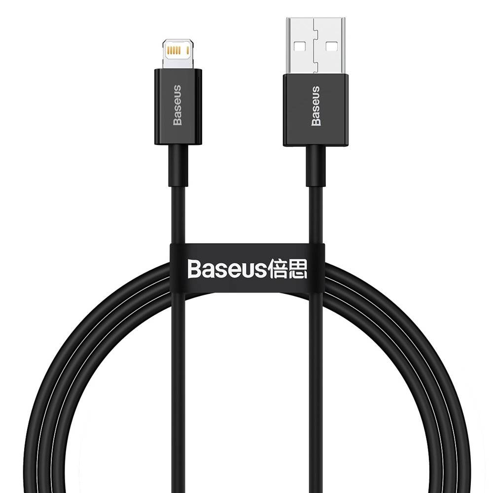 Baseus Superior Series USB to Lightning-Fast Charging Cable Data Transfer 2.4A for iPhone 13 12 11 Pro Max Mini XS X 8 7 6 5 SE iPad and More 2M Black