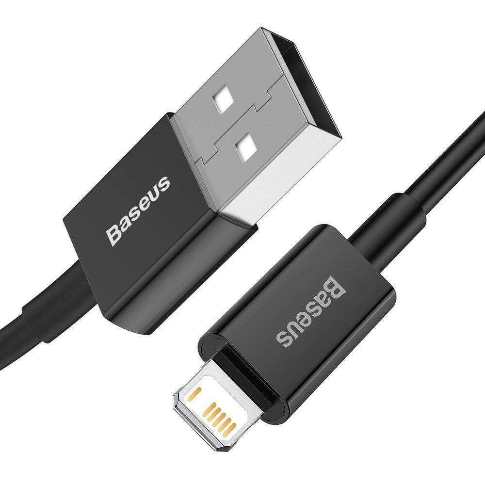 Baseus Superior Series USB to Lightning-Fast Charging Cable Data Transfer 2.4A for iPhone 13 12 11 Pro Max Mini XS X 8 7 6 5 SE iPad and More 2M Black