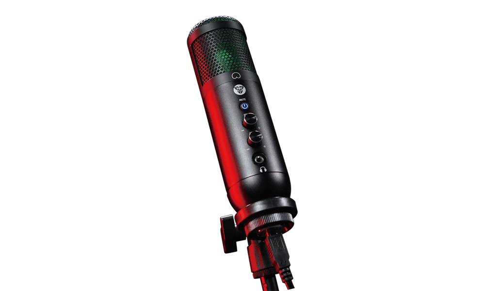 FANTECH MCX01 LEVIOSA Professional Condenser Microphone With RGB Illumination And Cardioid Polar Pattern USB XLR Cable With Table Stand