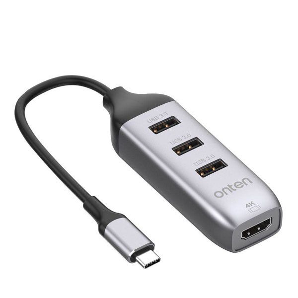 Onten 95118H 4in1 Type-C to 3xUSB 3.0 Data Transfer 5Gbs with HDMI Adapter