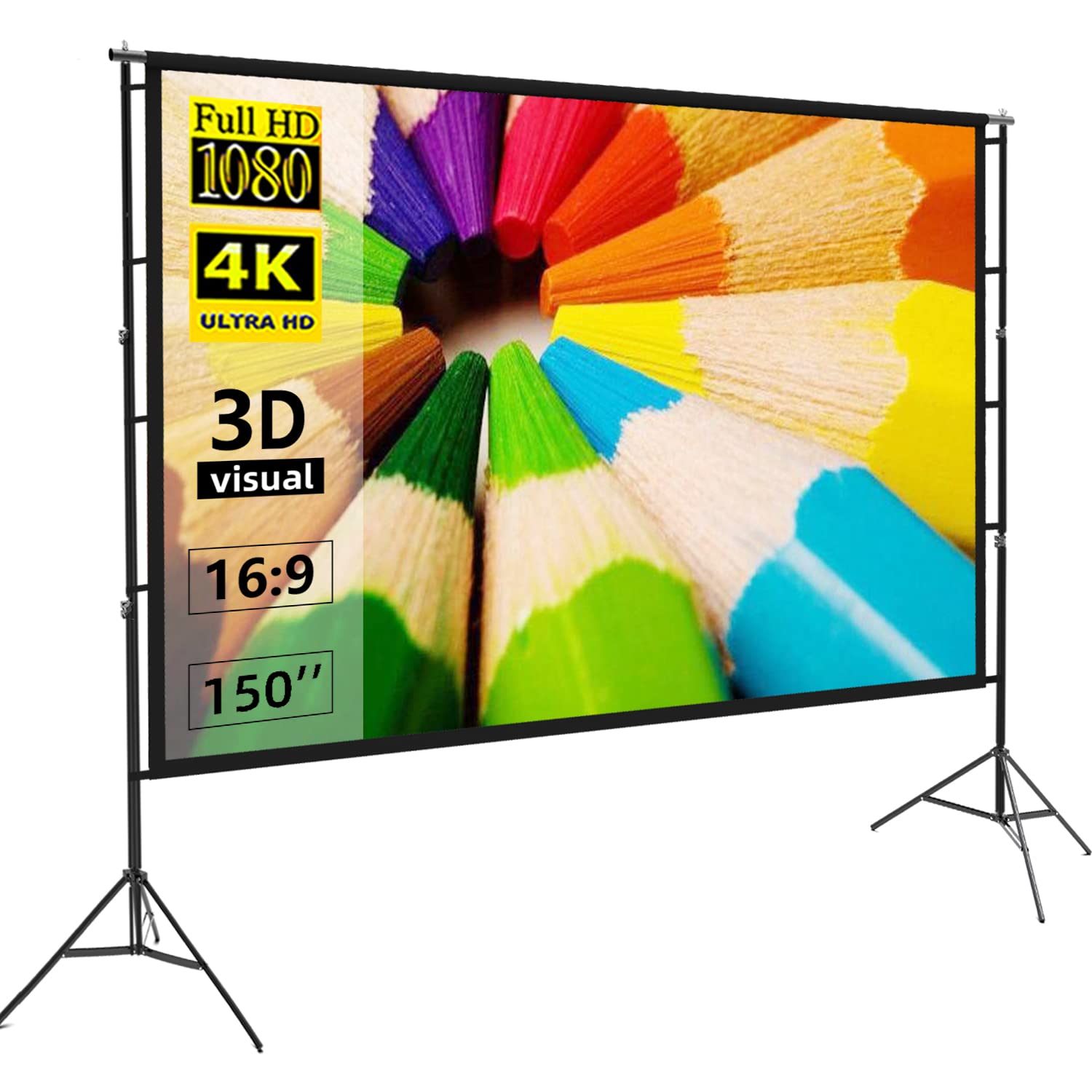 Speed-X Projector Screen 150 Inch Tripod Potable Double Stand 8x10 Feet 4:3MW