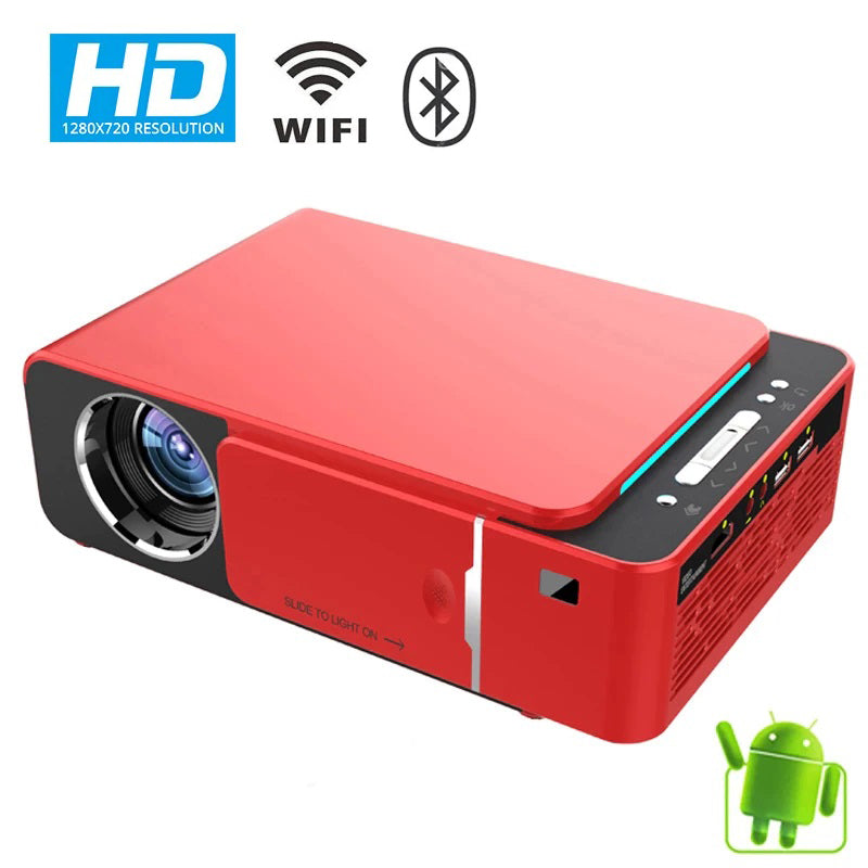 Dkain T6 Android 7.1 V WIFI Smart Optional Support 1080p HD LED Portable Projector Red