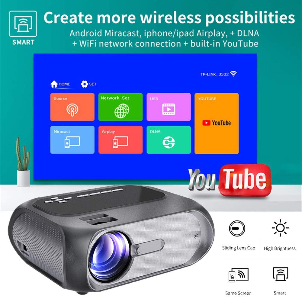 Dkian T7 UC46 Short Throw Smart Projector HD 3D 4K Wifii Miracast 3800 Lumens Home Cinema Projector 140 inch