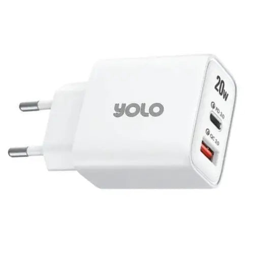 Yolo Y-201 Dual Port 20w Super Fast Charger With Data Cable