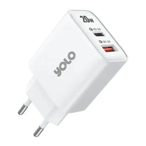 Yolo Y-201 Dual Port 20w Super Fast Charger With Data Cable